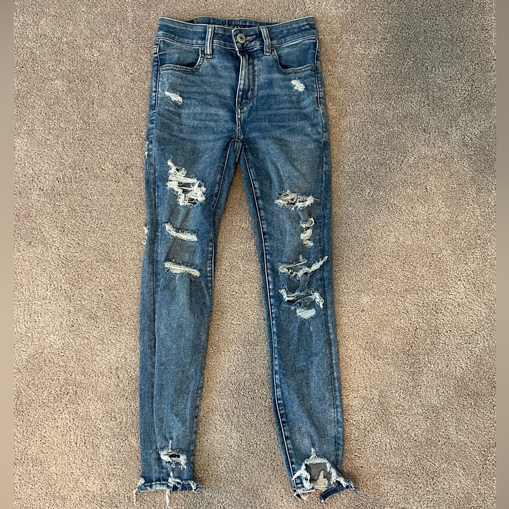 American Eagle high-waisted ripped jeans